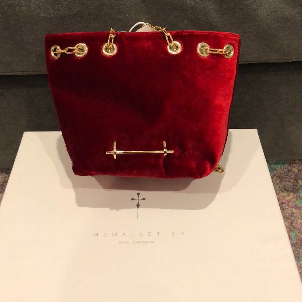 M2Malletier red velvet mini bucket bag - Picture 1 of 5